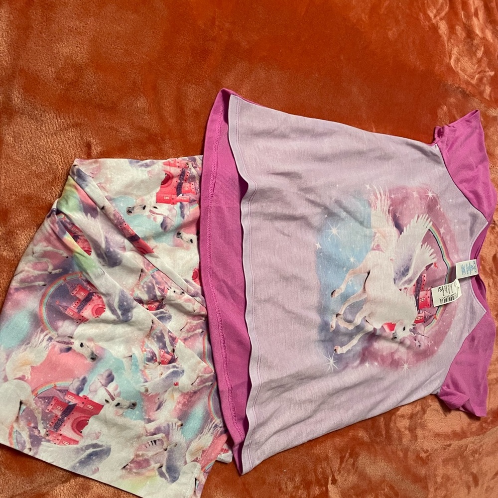 Girls unicorn pajama set size size XL 14